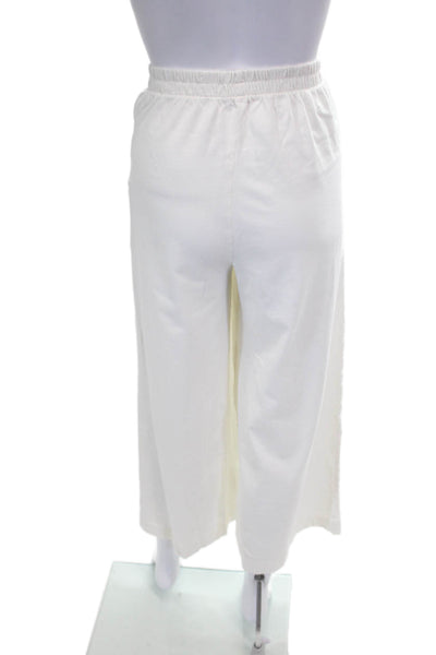 Z Supply Womens Cotton Elastic Waist Straight Leg Yoga Pants White Size S