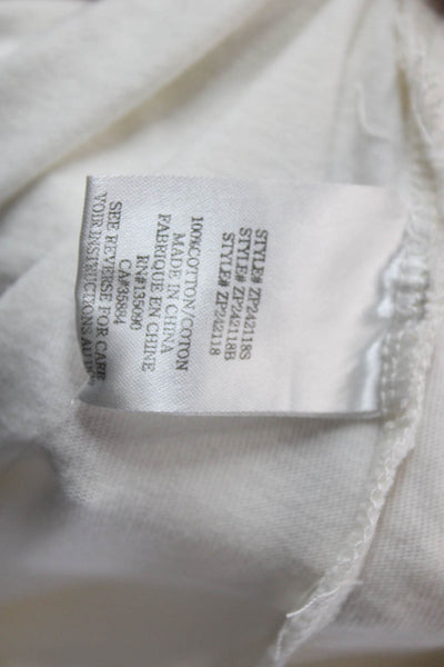 Z Supply Womens Cotton Elastic Waist Straight Leg Yoga Pants White Size S