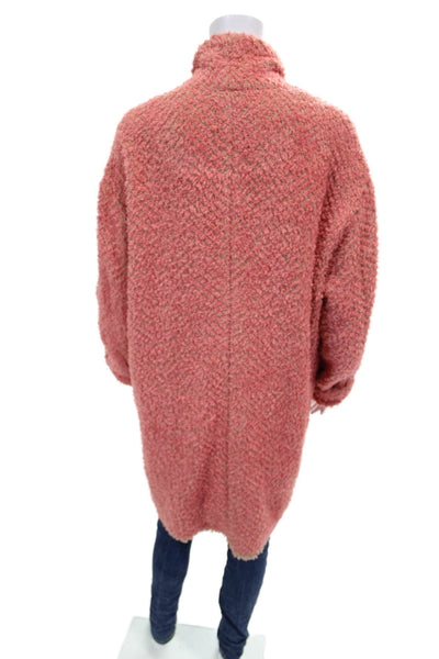 Isabel Marant Womens Overcoat Pink Herringbone Button Long Sleeve Size 44