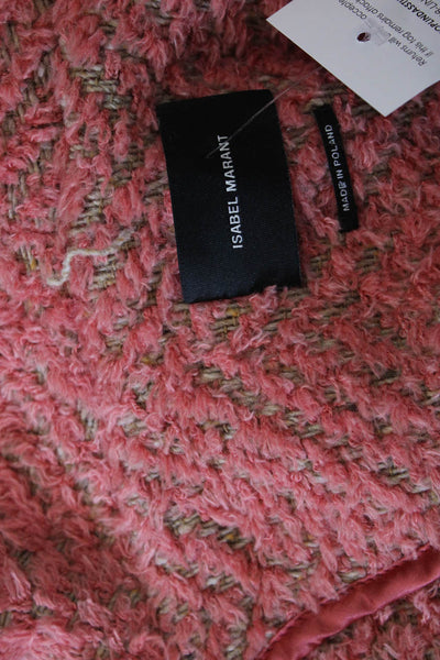 Isabel Marant Womens Overcoat Pink Herringbone Button Long Sleeve Size 44