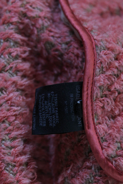 Isabel Marant Womens Overcoat Pink Herringbone Button Long Sleeve Size 44