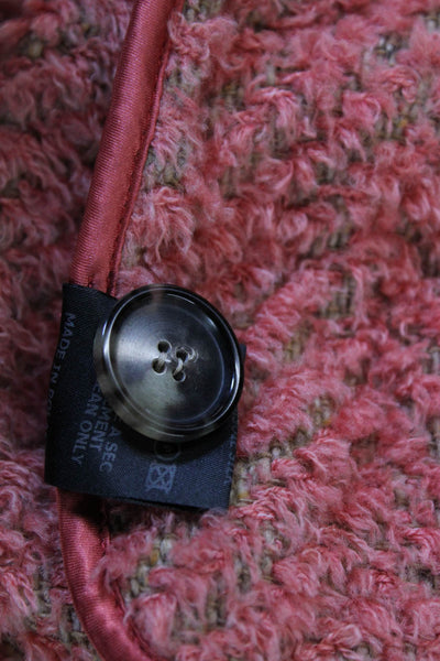 Isabel Marant Womens Overcoat Pink Herringbone Button Long Sleeve Size 44