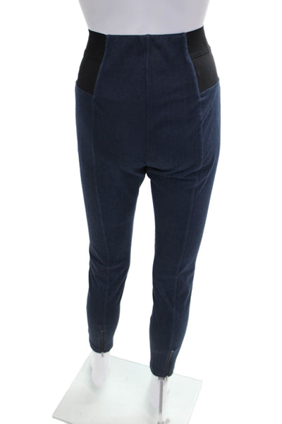 St. John Women Ankle Leggings Blue Cotton Solid Size S