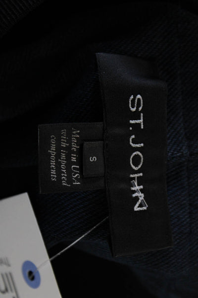 St. John Women Ankle Leggings Blue Cotton Solid Size S