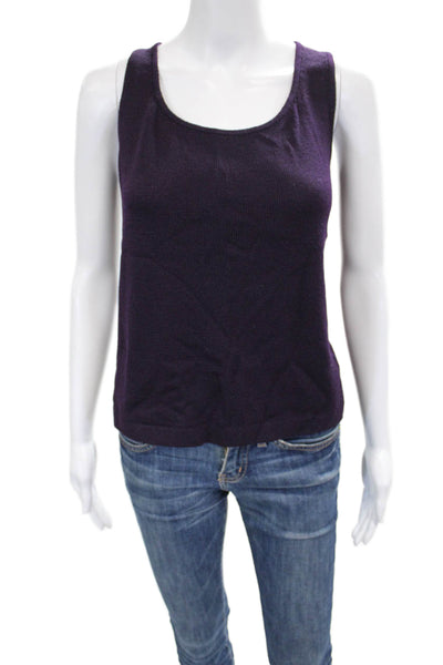 St. John Womens Purple Wool Scoop Neck Sleeveless Basic Tank Size M