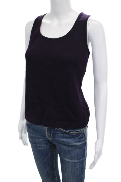 St. John Womens Purple Wool Scoop Neck Sleeveless Basic Tank Size M