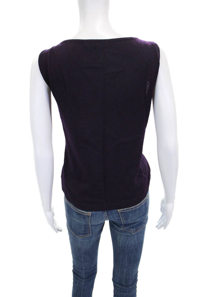 St. John Womens Purple Wool Scoop Neck Sleeveless Basic Tank Size M