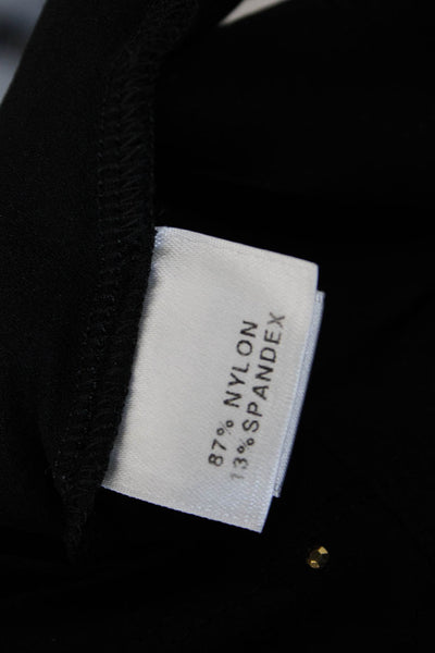 St. John Women Basic Mock Neck Short Sleeve Nylon T-Shirt Black Size M