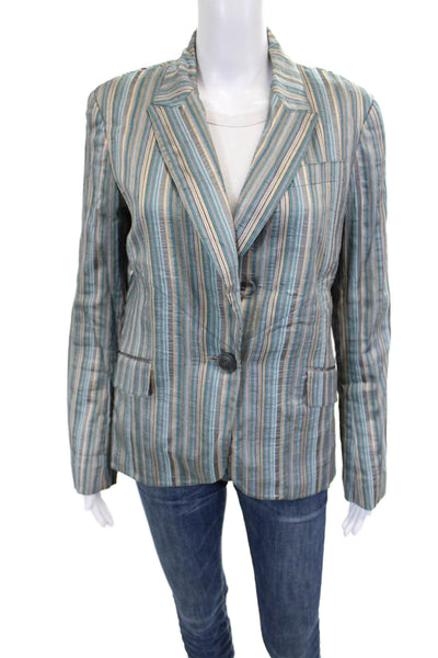 Lafayette 148 New York Womens Blazer Multicolor Striped Button Size 6