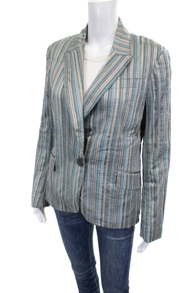 Lafayette 148 New York Womens Blazer Multicolor Striped Button Size 6
