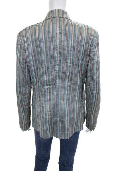 Lafayette 148 New York Womens Blazer Multicolor Striped Button Size 6