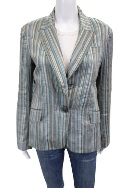 Lafayette 148 New York Womens Striped Multicolor Blazer Long Sleeve Size 10
