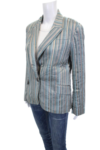Lafayette 148 New York Womens Striped Multicolor Blazer Long Sleeve Size 10