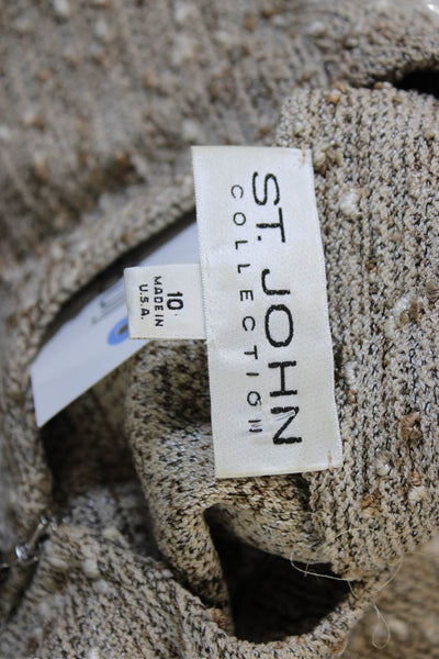 St. John Collection Women Knit Beige Basic Jacket Zip 3/4 Sleeve Size 10