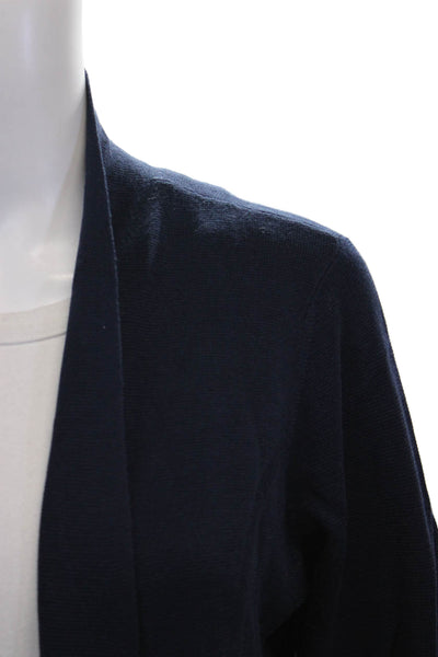 Eileen Fisher Women Collared Solid Blue Long Sleeve Cardigan Size M