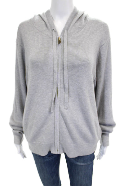 Rhone Mens Full Zip V Neck Gray Long Sleeve Sweater Size L