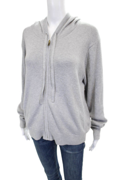 Rhone Mens Full Zip V Neck Gray Long Sleeve Sweater Size L