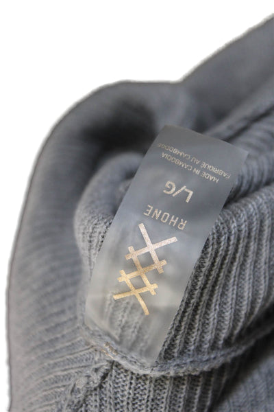 Rhone Mens Full Zip V Neck Gray Long Sleeve Sweater Size L