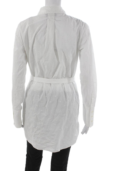 Fleur du Mal Womens White Cotton Collared Shirt Dress Button Long Sleeve Size 1