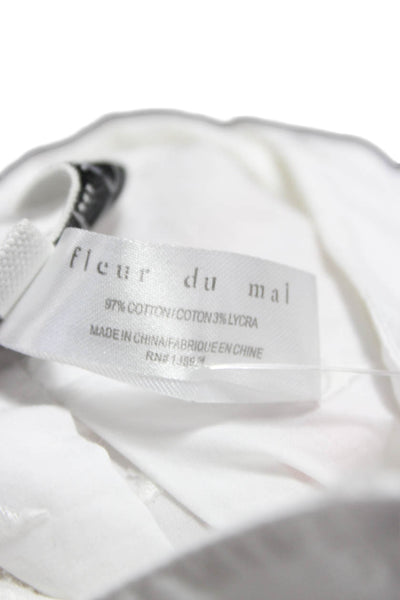Fleur du Mal Womens White Cotton Collared Shirt Dress Button Long Sleeve Size 1