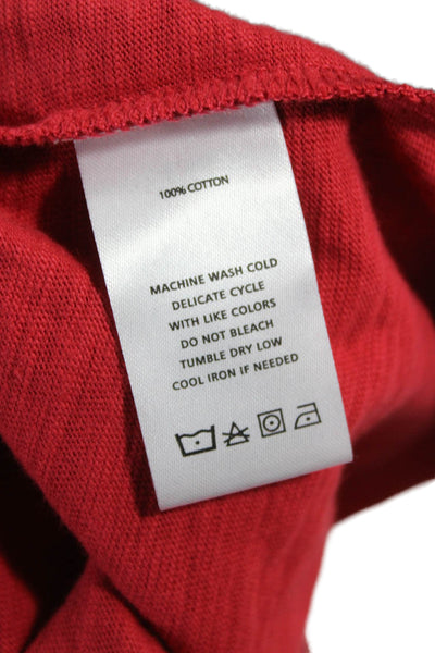 Lilla P Women Basic Red Long Sleeve Cotton Round Neck T-Shirt Size L
