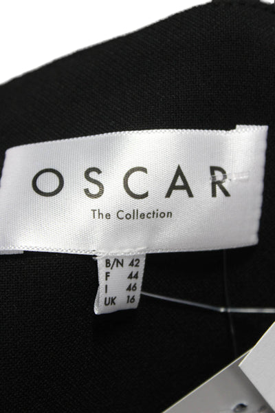 Oscar The Collection Women Black Blouse Boatneck 3/4 Sleeve Polyester Size 42