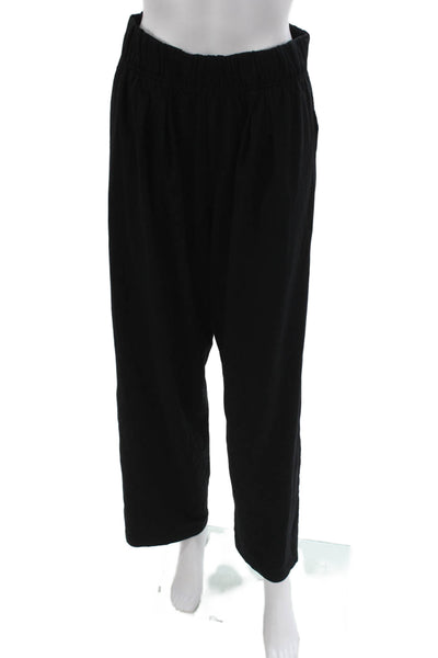 Les Tien Women Black Pull On Polyester Blend Sweatpants Size M