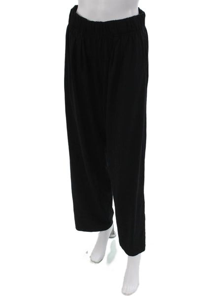 Les Tien Women Black Pull On Polyester Blend Sweatpants Size M