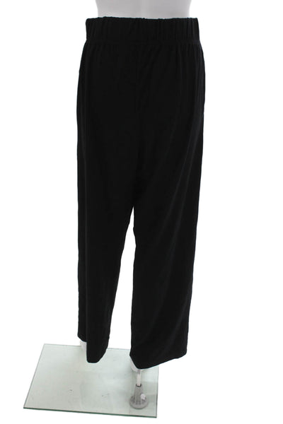 Les Tien Women Black Pull On Polyester Blend Sweatpants Size M