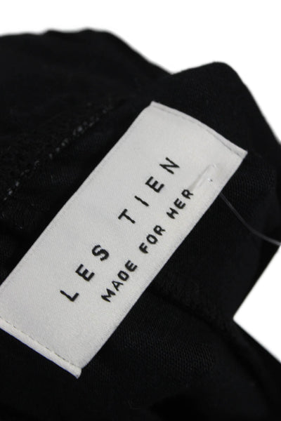 Les Tien Women Black Pull On Polyester Blend Sweatpants Size M