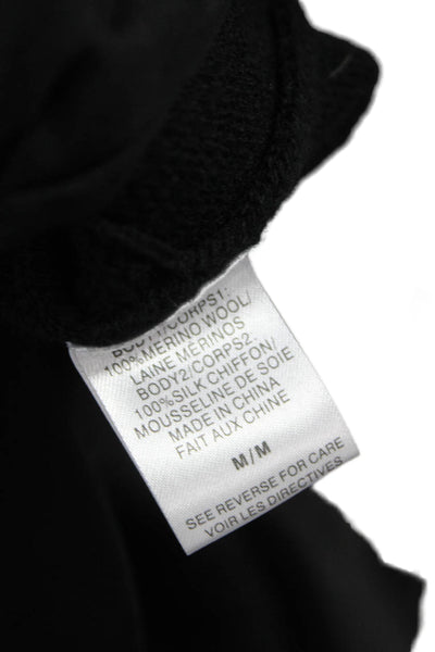 Cami NYC Women Black 100% Merino Wool Crew Neck Long Sleeve Blouse Size M