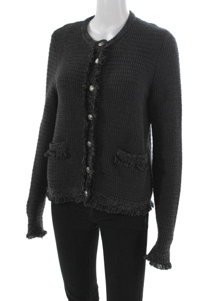 Cotton By Autumn Cashmere Women Cardigan Gray Cotton Long Sleeve Size M