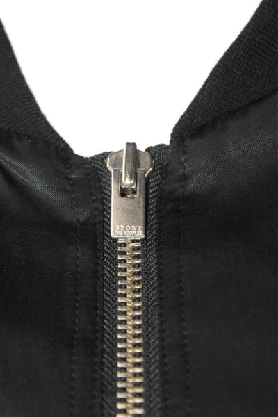 The Kooples Women Bomber Jacket Black Viscose Zip Long Sleeve Size M