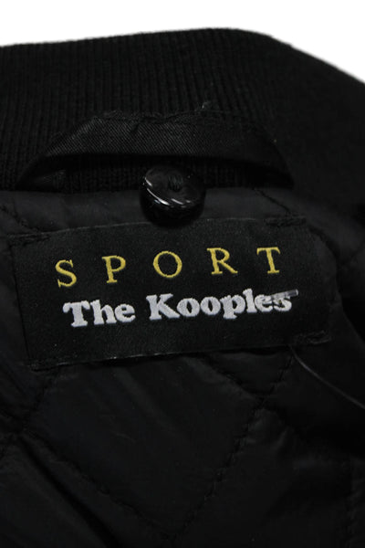 The Kooples Women Bomber Jacket Black Viscose Zip Long Sleeve Size M