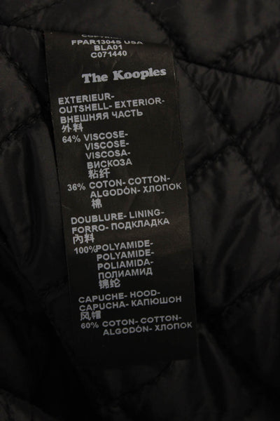 The Kooples Women Bomber Jacket Black Viscose Zip Long Sleeve Size M