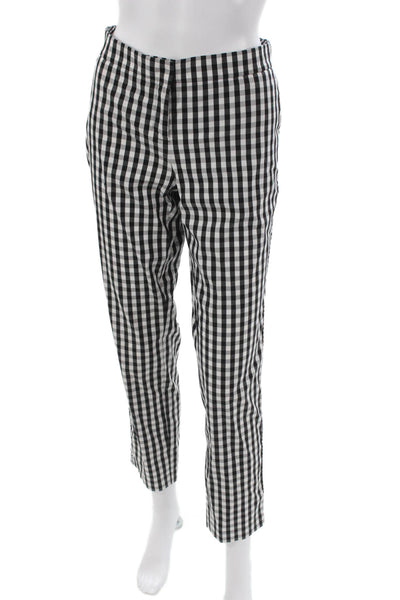 Lafayette 148 New York Womens Cropped Black Check Cotton Pants Zip Size 4
