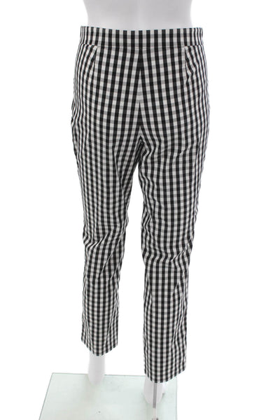 Lafayette 148 New York Womens Cropped Black Check Cotton Pants Zip Size 4