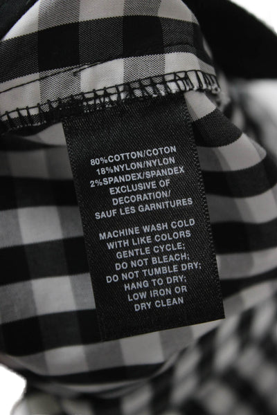 Lafayette 148 New York Womens Cropped Black Check Cotton Pants Zip Size 4