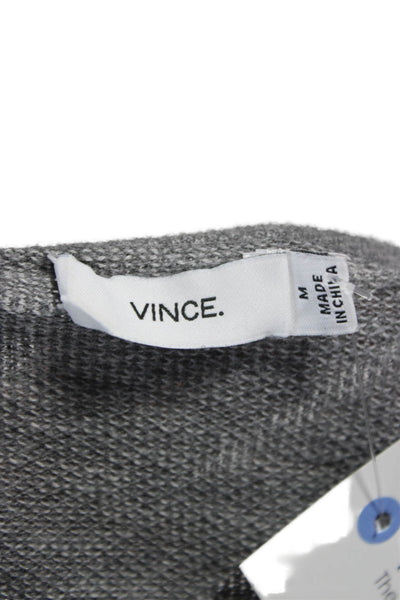 Vince Women Pullover Boat Neck Striped Cotton Blend Long Sleeve Gray Size M