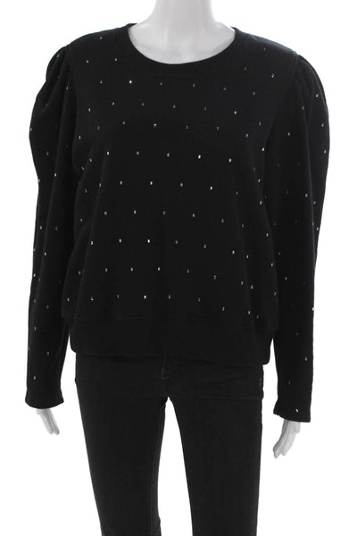 ALC Womens Black Cotton Pullover Crew Neck Long Sleeve Size L