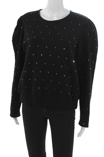 ALC Womens Black Cotton Pullover Crew Neck Long Sleeve Size L