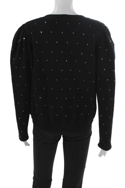 ALC Womens Black Cotton Pullover Crew Neck Long Sleeve Size L