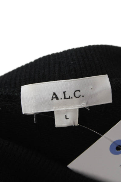 ALC Womens Black Cotton Pullover Crew Neck Long Sleeve Size L