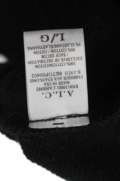 ALC Womens Black Cotton Pullover Crew Neck Long Sleeve Size L