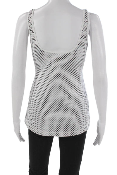 Lululemon Women Basic Polka Dot Scoop Neck Sleeveless Tank White Size 6