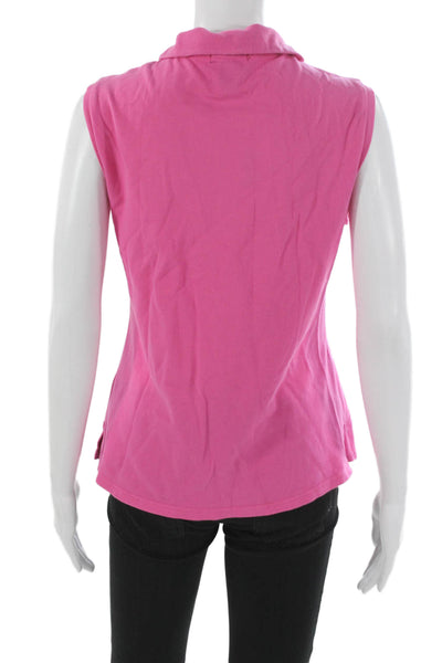 Golftini Women Pink Sleeveless Collared Cotton Polo Size L