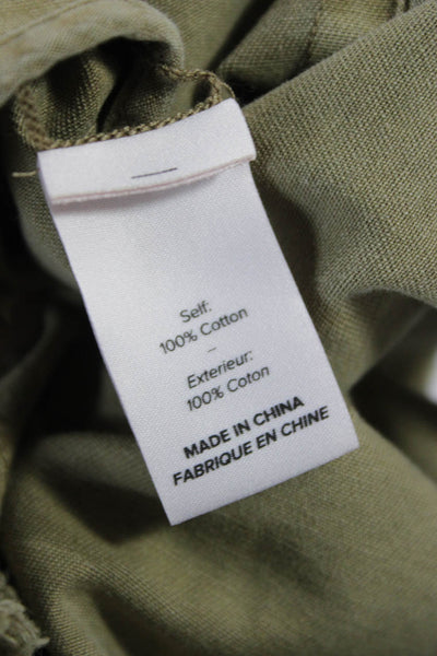 Cinq A Sept Womens Military Jacket Vest Green Cotton Button Sleeveless Size S