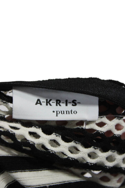 Akris Punto Women Basic Striped Black Scoop Neck Short Sleeve T-Shirt Size 12