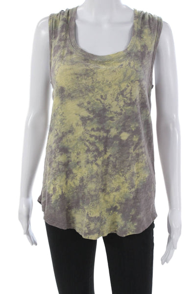 ATM Womens Basic Sleeveless Tank Scoop Neck Tie Dye Multicolor Cotton Size M
