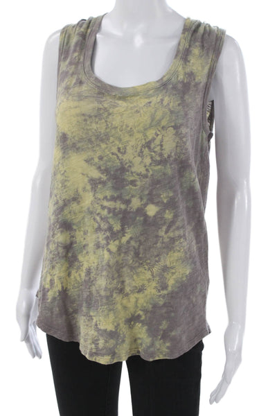 ATM Womens Basic Sleeveless Tank Scoop Neck Tie Dye Multicolor Cotton Size M